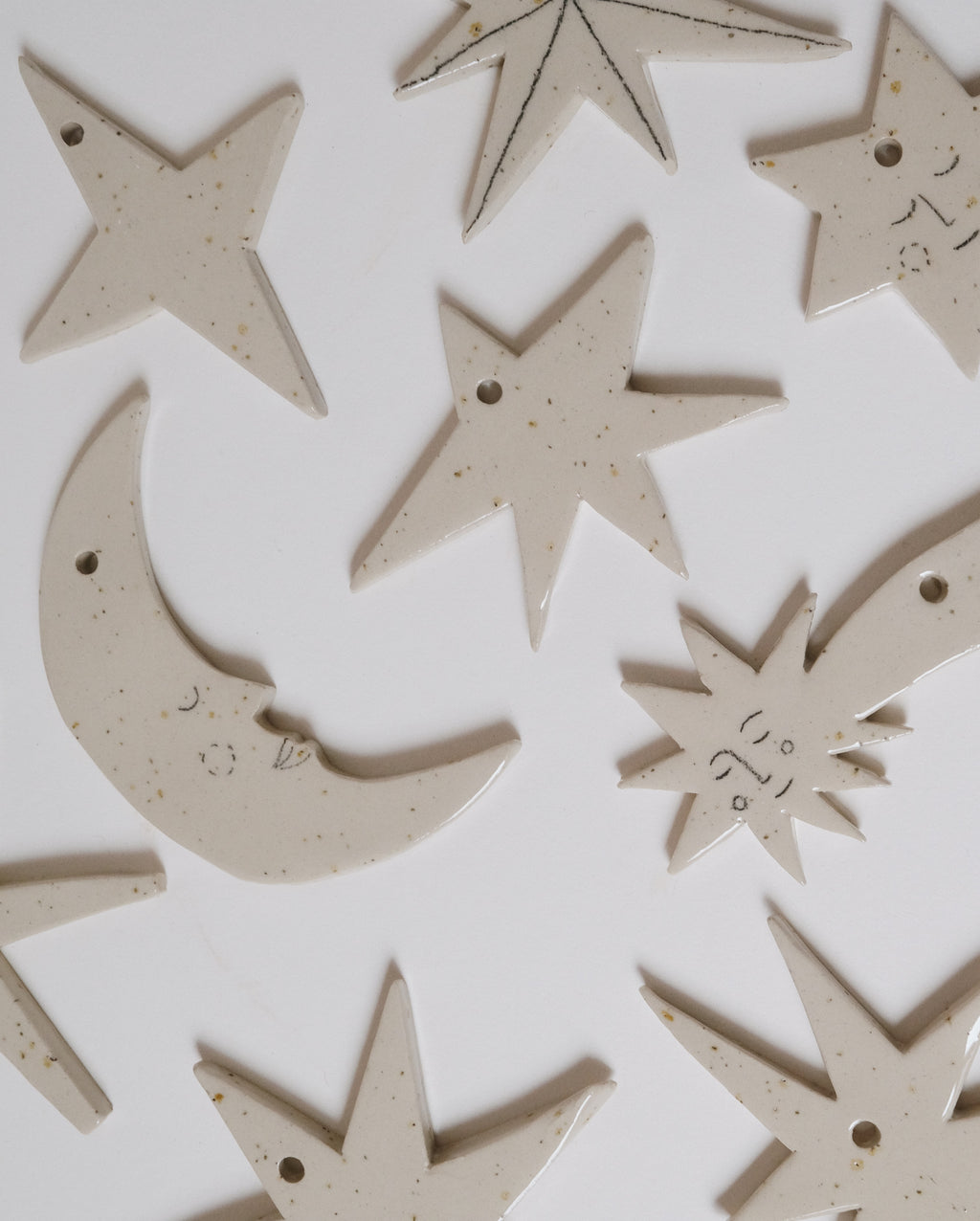stars + moon ornament pottery template (25 pieces)